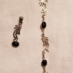 Kokopelli Pendant, Bracelet and Earrings